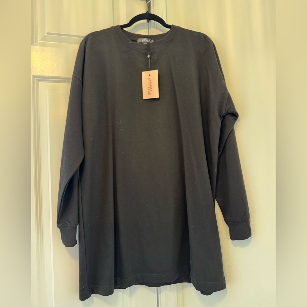 Oversized black sweatshirt dress